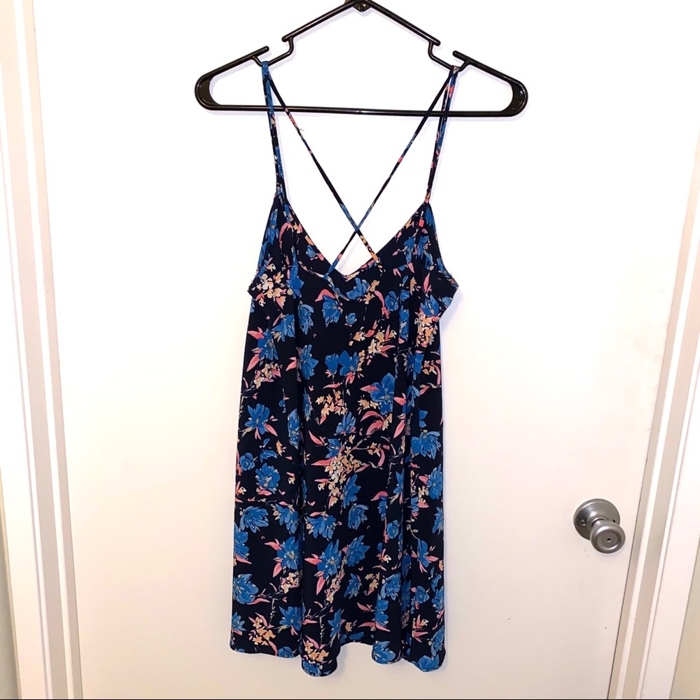 Zara Blue Floral Strappy Dress - Size S - Picture 5 of 6
